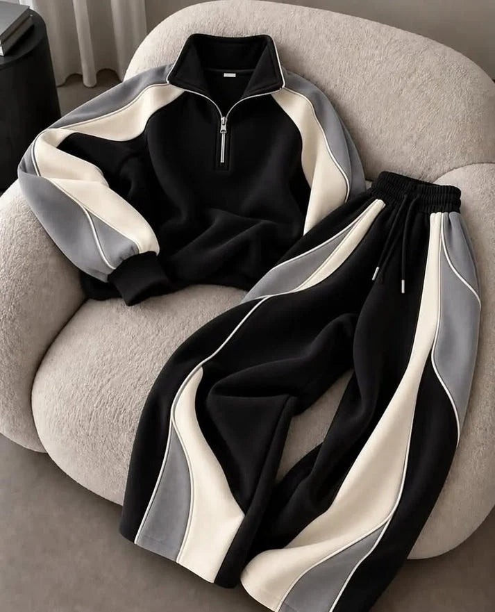 Half-Zip Co-ord Set Black