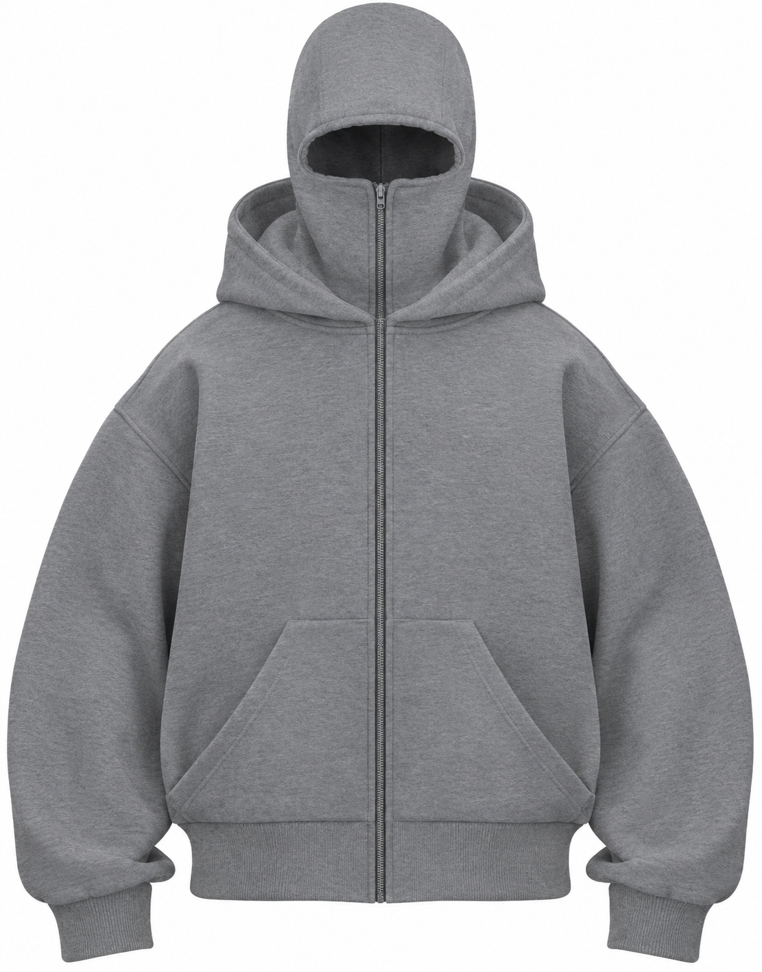 Grey Balaclava Ninja Zipper Hoodie Jacket