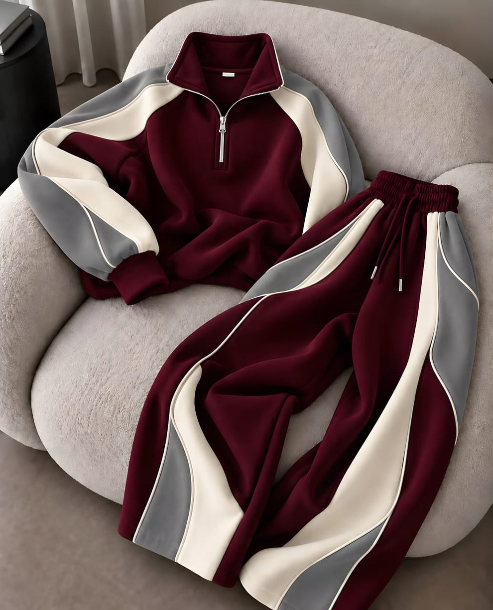 Half-Zip Co-ord Set Mehroon