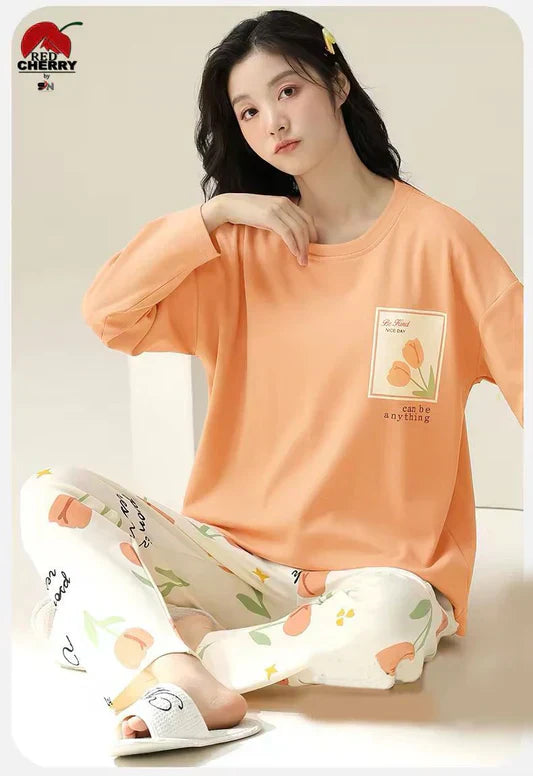 POCKET FLOWER PRINTED PJ SUIT FULL SLEEVES