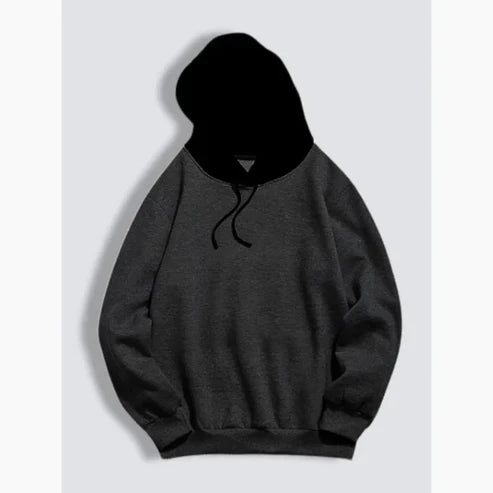 Charcoal With Black Basic Kangaroo Hoodie
