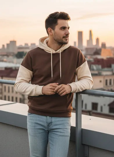 Brown With Cream Basic Hoodie