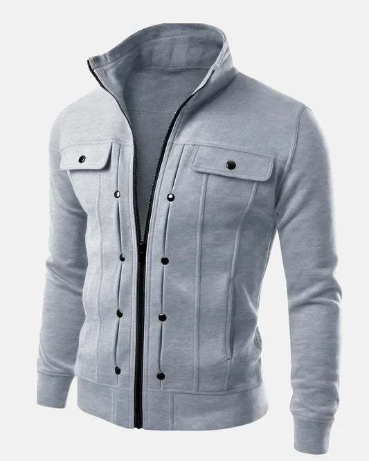Grey Mexican Style Zipper Jacket For Men